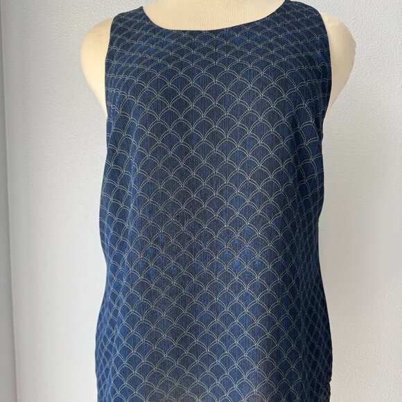 CAbi Scallpo Top #3783 Navy/Black Double Layer Tunic-XL - Picture 1 of 9